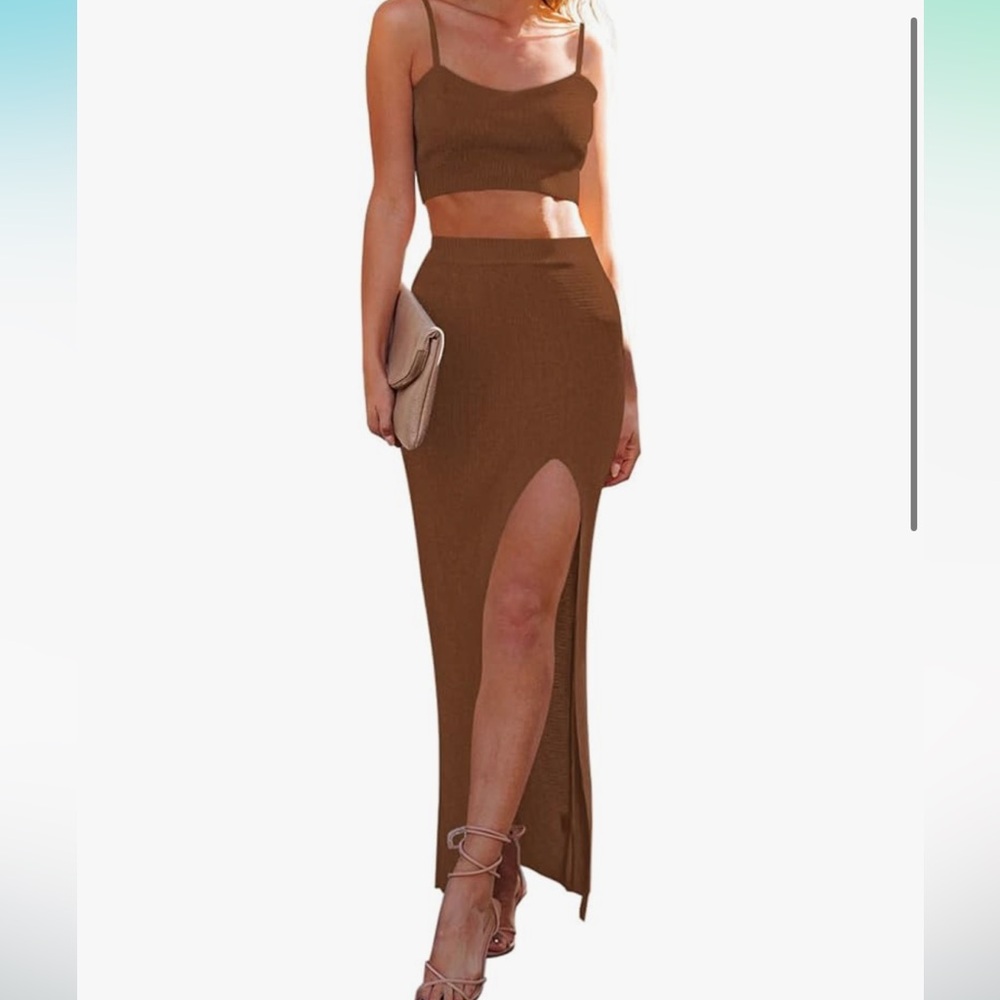 Brown top and long skirt set